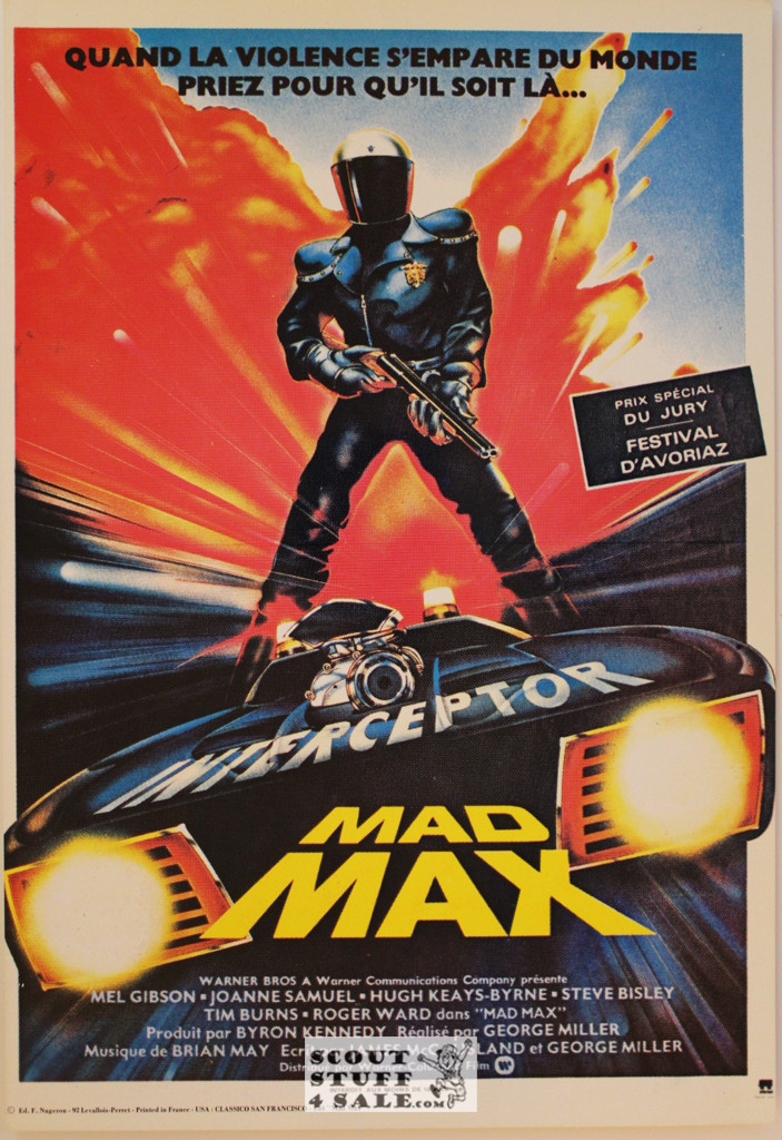 Mad Max Mel Gibson Vintage French Movie Poster, Editions Nugeron #E84, 11x15.25"