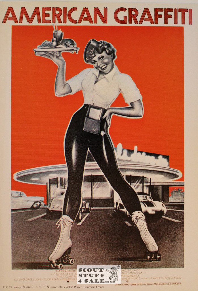 American Graffiti Vintage French Movie Poster, Editions Nugeron #E91, 11x15.25"