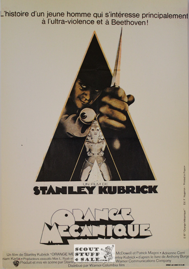 A Clockwork Orange Vintage French Movie Poster, Editions Nugeron #E97, 11x15.25"