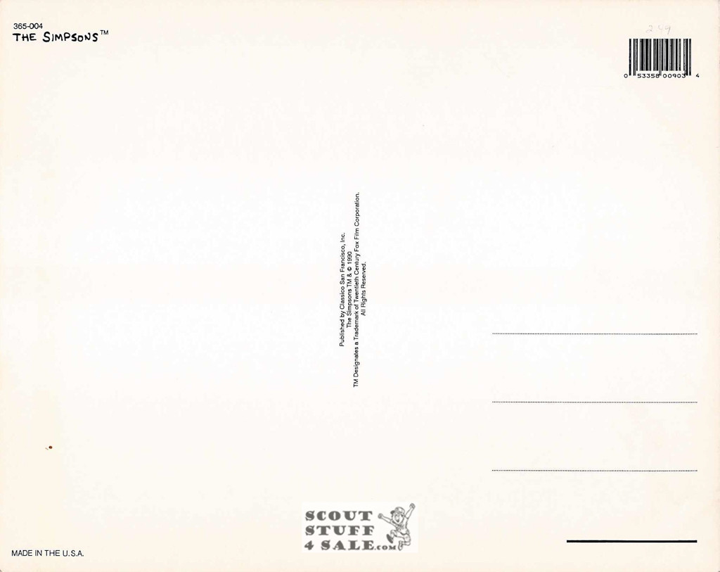 The Simpsons Postcard by Classico San Francisco #365-004, 8x10"