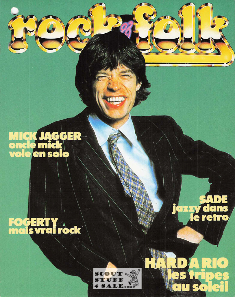 Rock & Folk Cover Mick Jagger 8x10" French Poster by Editions Nugeron #G26, hole punched in corner