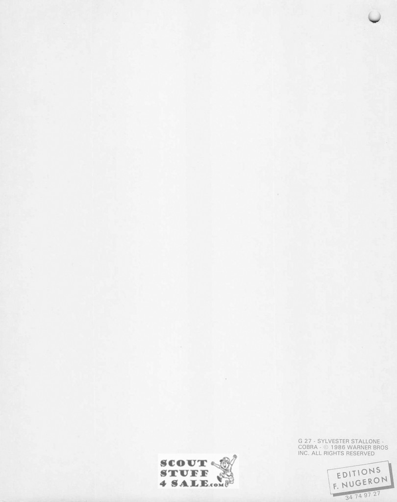 Sylvester Stallone 8x10" French Poster by Editions Nugeron #G27, hole punched in corner