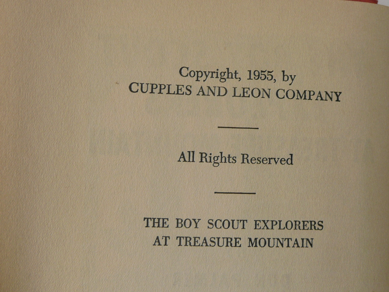 The Boy Scout Explorers at Treasure Mountain, by Don Palmer., 1955 First Printing, Hardbound with Dust Jacket, Boy Scout Story Book