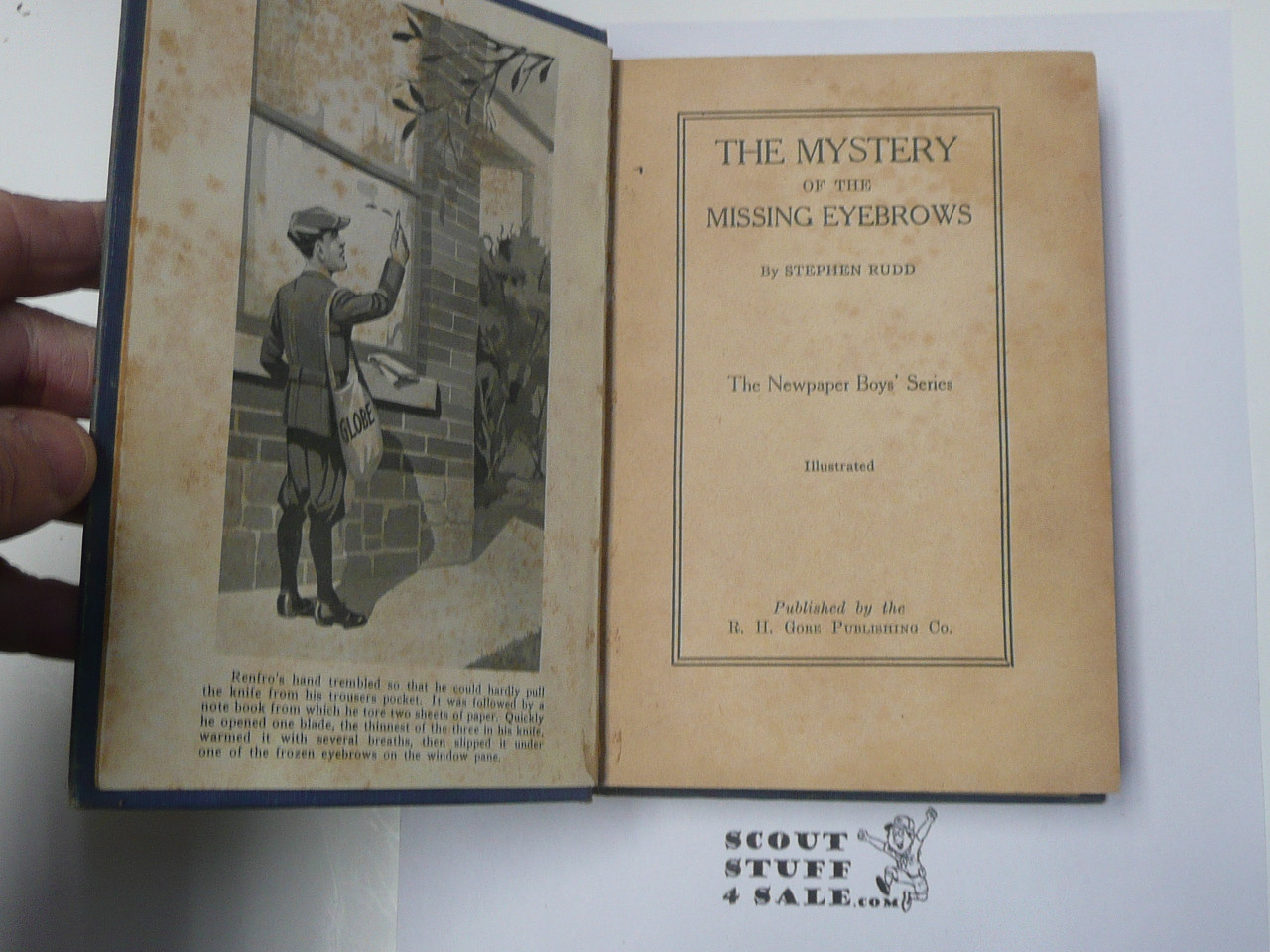 The Mystery of the Missing Eyebrows, The Newspaper Boys' Series, By Stephen Rudd, 1921 First Printing, Hardbound