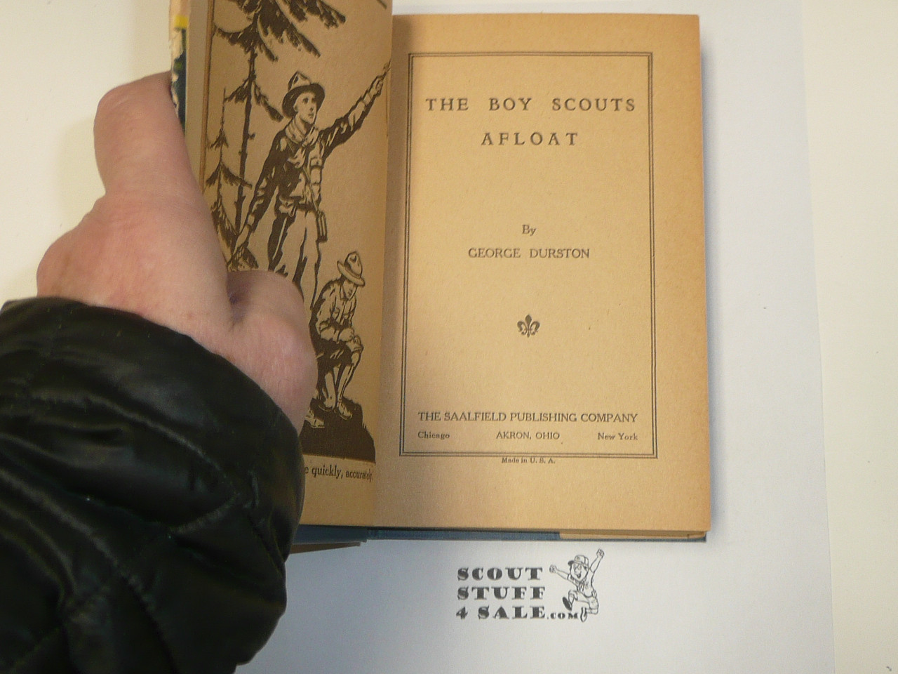 The Boy Scouts Afloat, by George Durston, 1921 First Edition, Hardbound with Dust Jacket, Boy Scout Story Book, blue binding