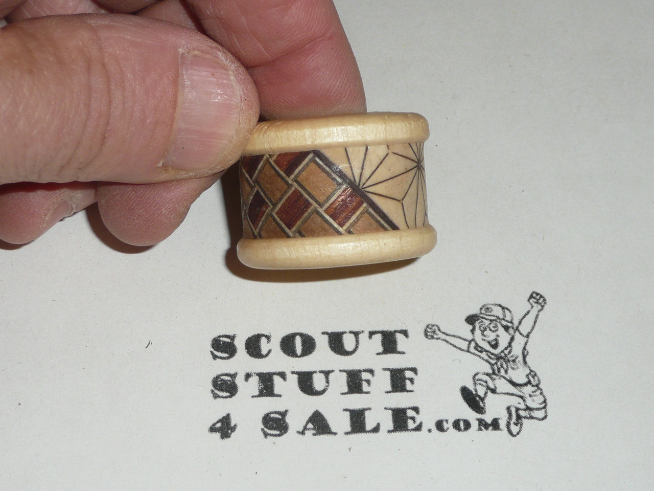 Round Wood Decorated Neckerchief Slide #2