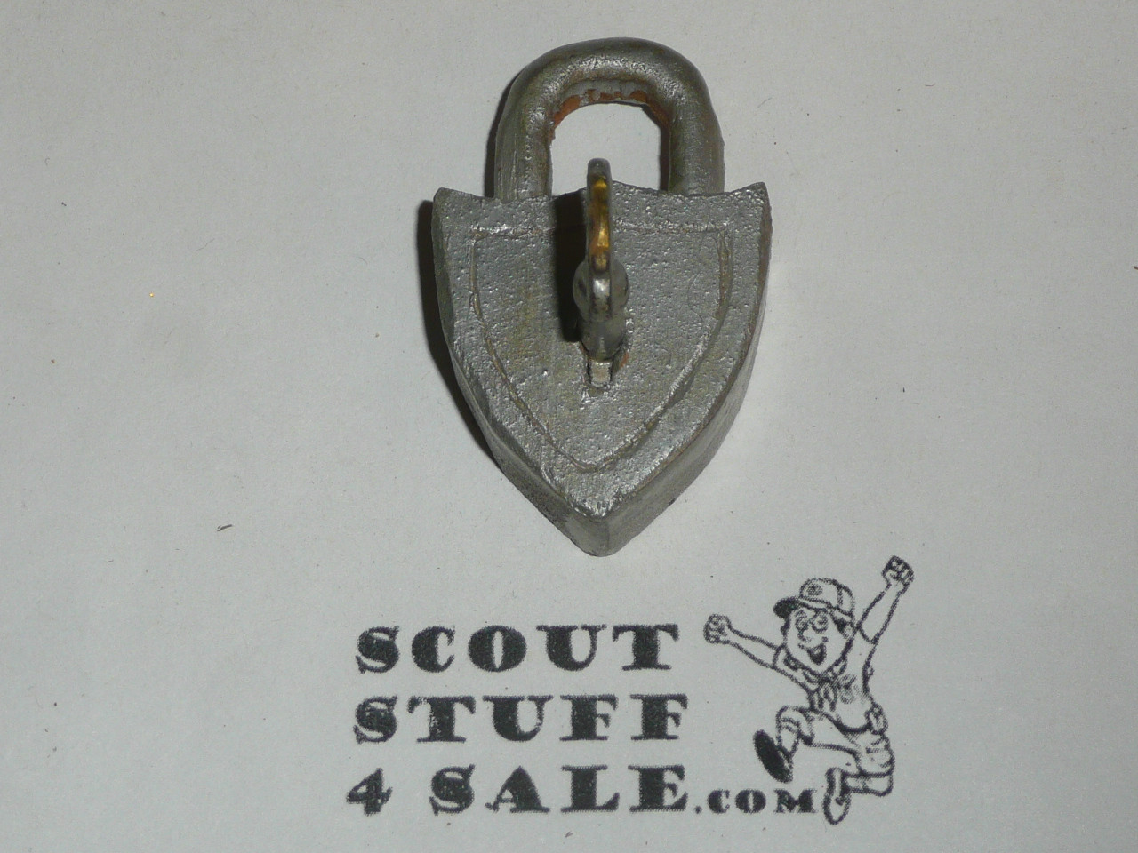 Wood Carved Lock and Key Neckerchief Slide