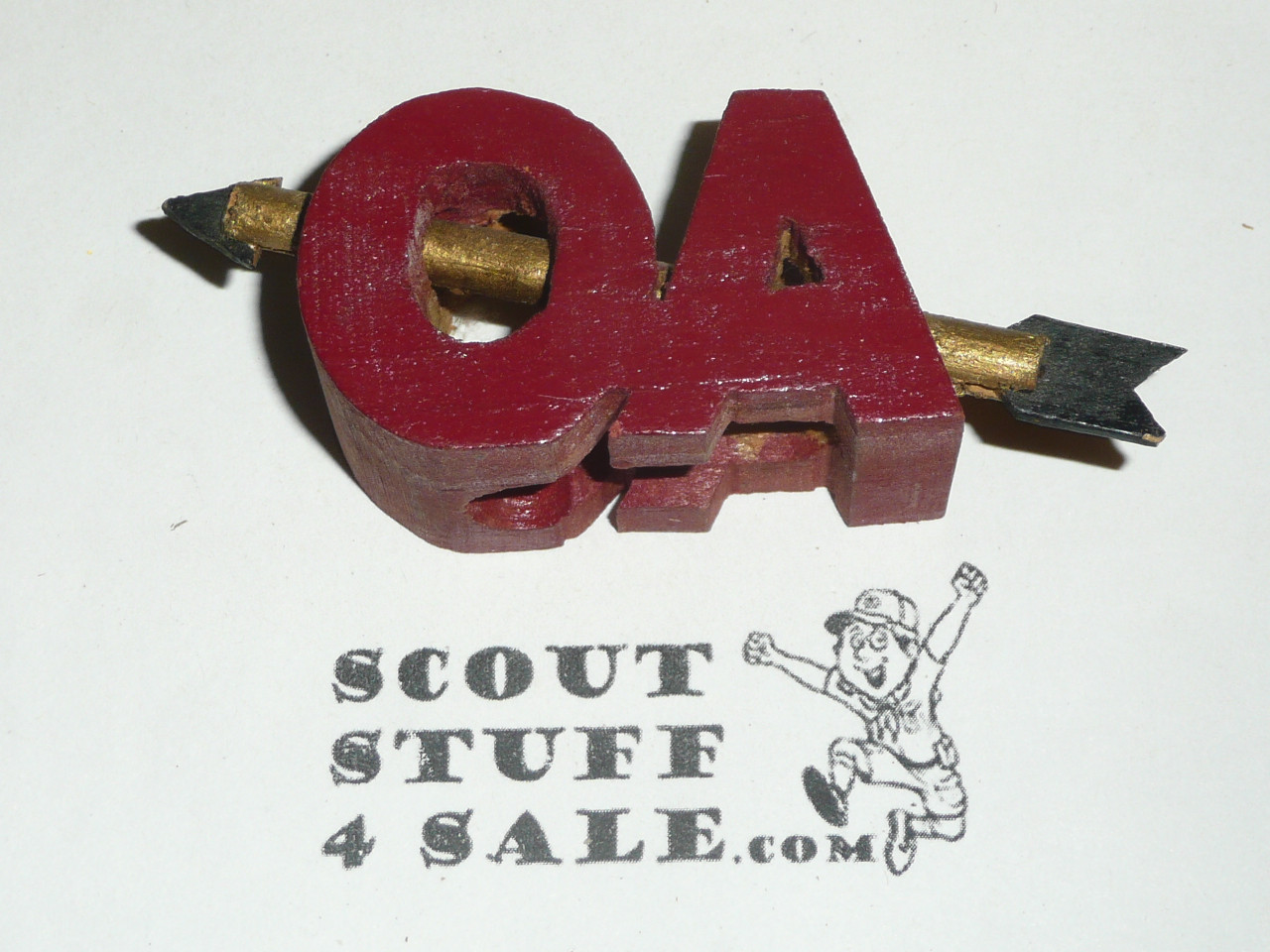 Wood Carved OA with Arrow Neckerchief Slide