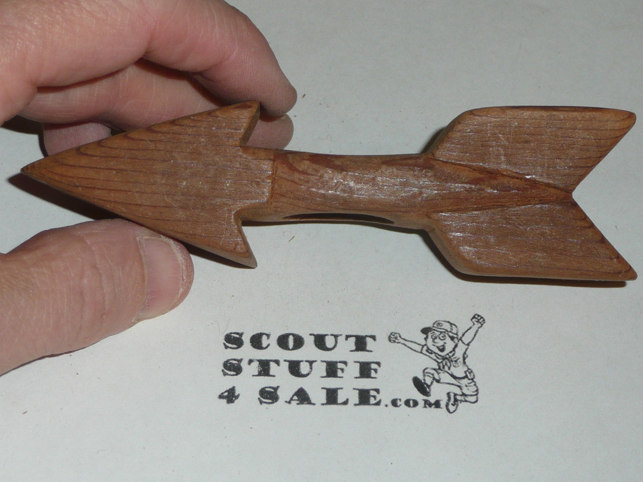Wood Carved Arrow Neckerchief Slide