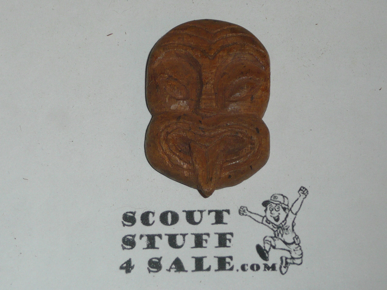 Wood Carved Native Mask Neckerchief Slide, no slide on back