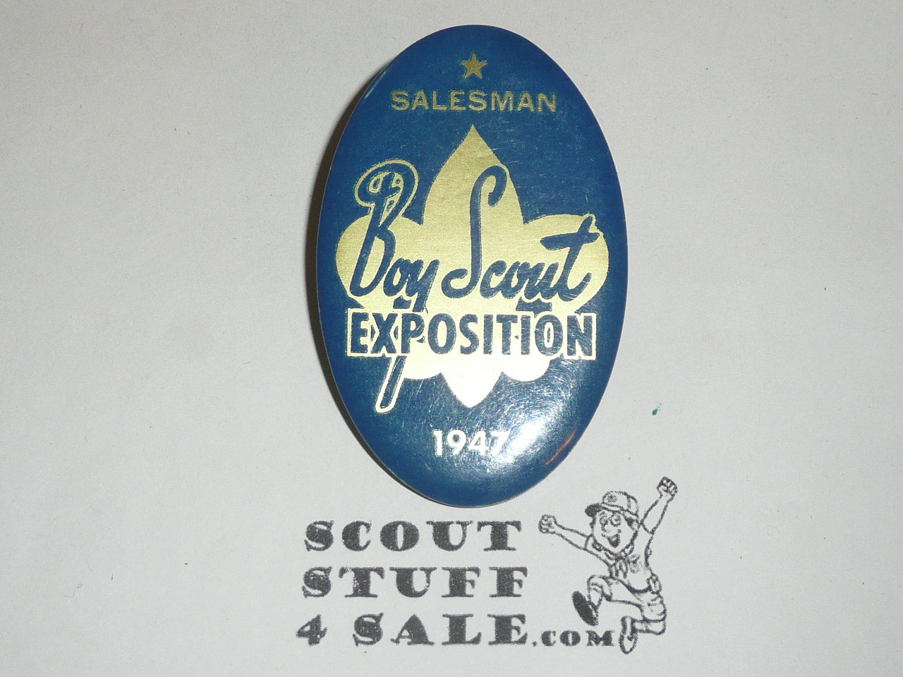 1947 Boy Scout Exposition Salesman Metal Neckerchief Slide