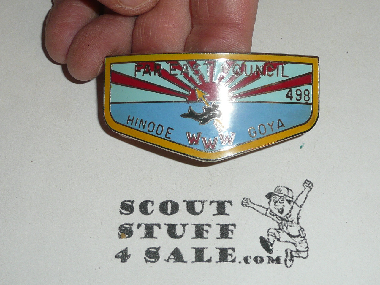 Order of the Arrow Lodge #498 Hinode Goya Flap Shaped Metal Neckerchief Slide