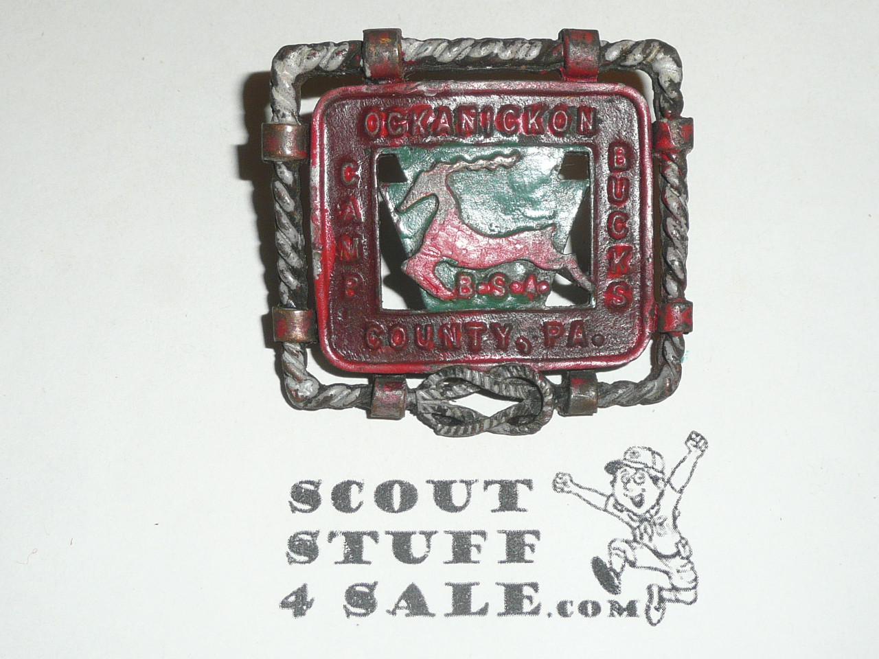 Camp Ockanickon Cast Metal Neckerchief Slide, Bucks County Council