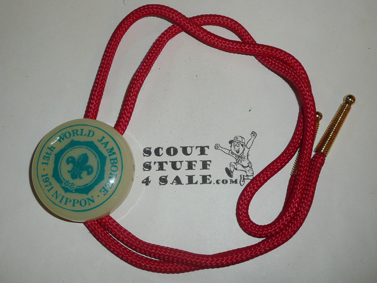 1971 World Jamboree Round Lucite Bolo Tie
