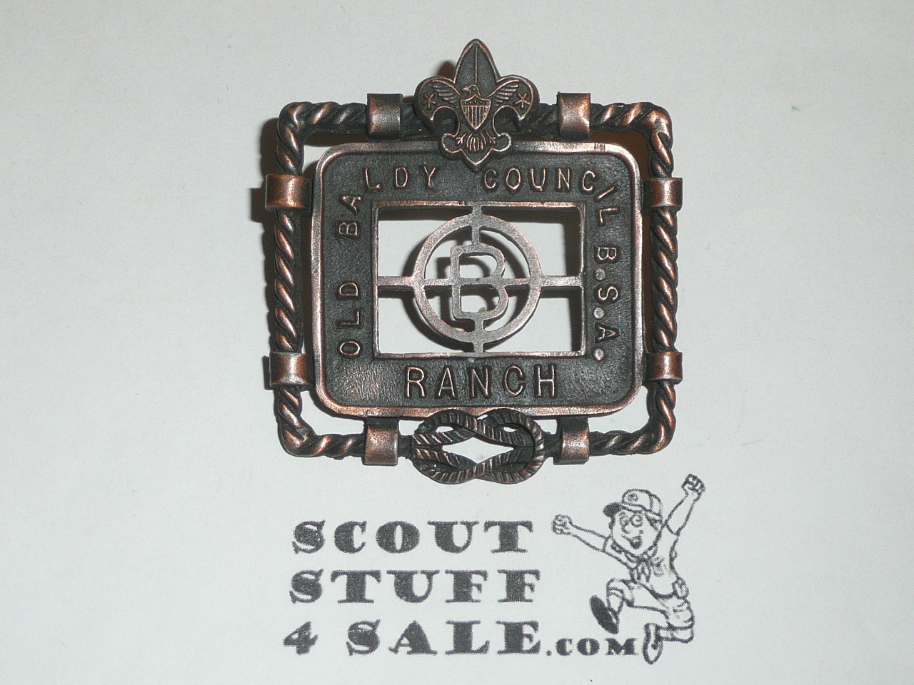 Circle B Scout Ranch Cast Bronze Neckerchief Slide, Old Baldy Council