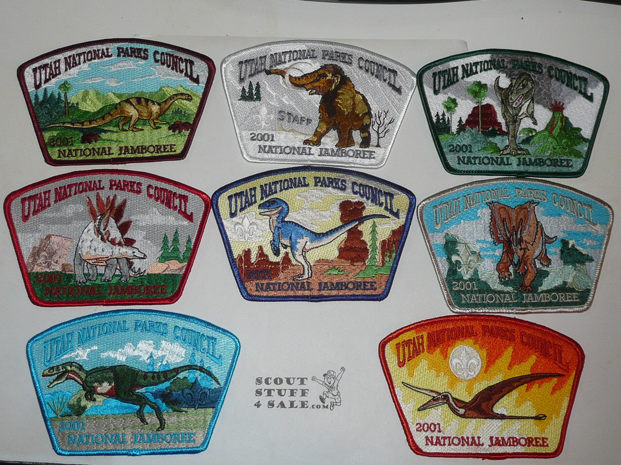 2001 Boy Scout National Jamboree Utah National Parks Council JSP Set of 16, jacket patch, flap patch, round and card set