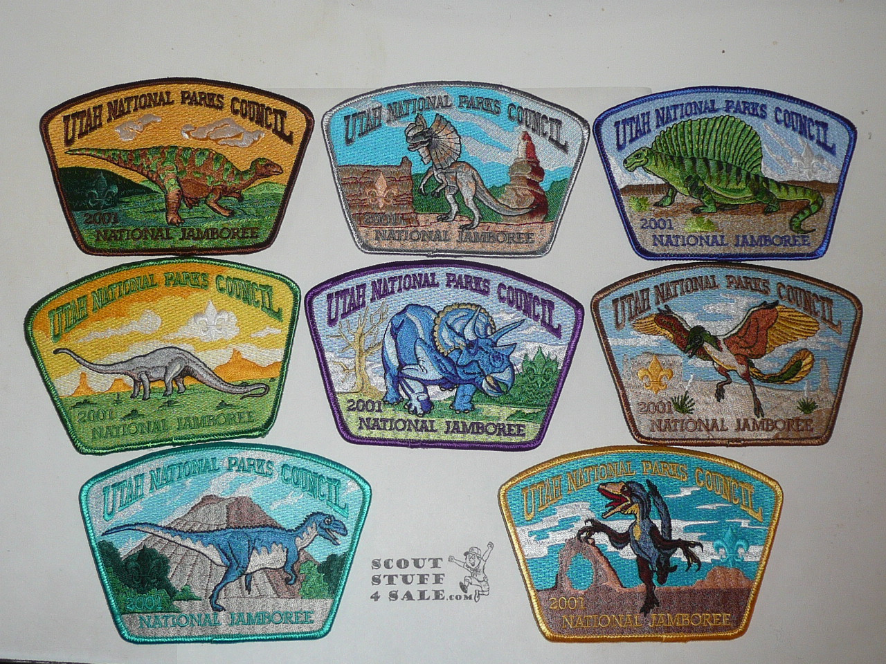 2001 Boy Scout National Jamboree Utah National Parks Council JSP Set of 16, jacket patch, flap patch and card set