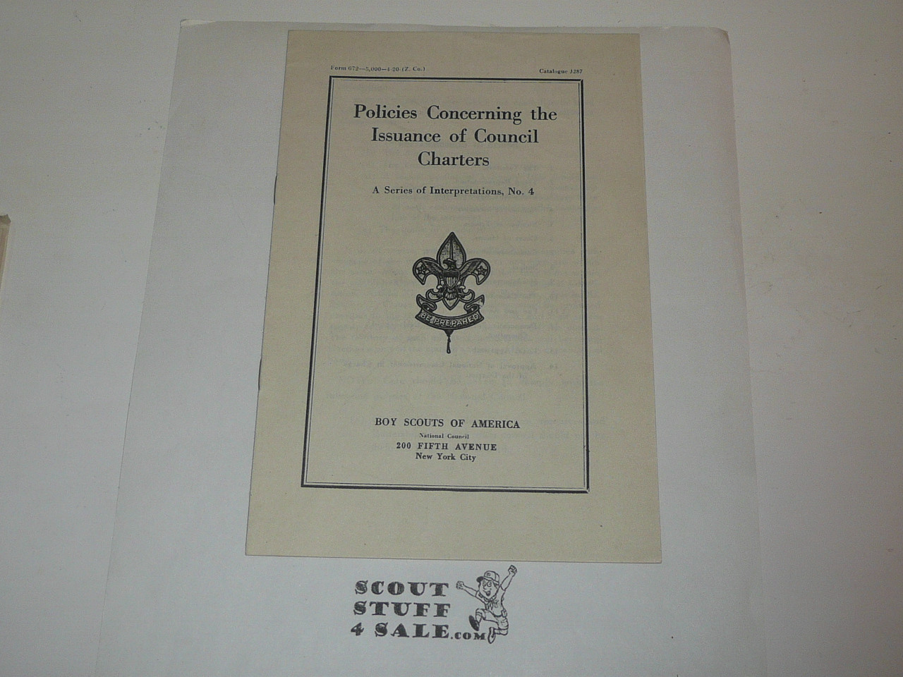 Policies Concerning the Issuance of Council Charters, A series of Interpretations #4, April 1920 Printing, 8 pages
