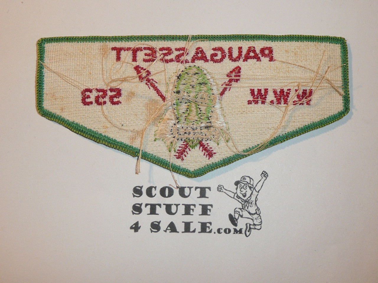 Order of the Arrow Lodge #553 Paugassett f1 First Flap Patch, some spots on twill