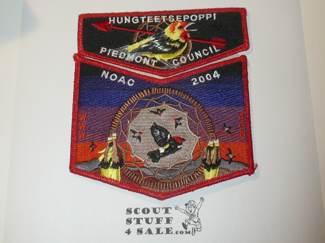 Order of the Arrow Lodge #466 Hungteetsepoppi 2004 NOAC 2 piece Flap Patch Set