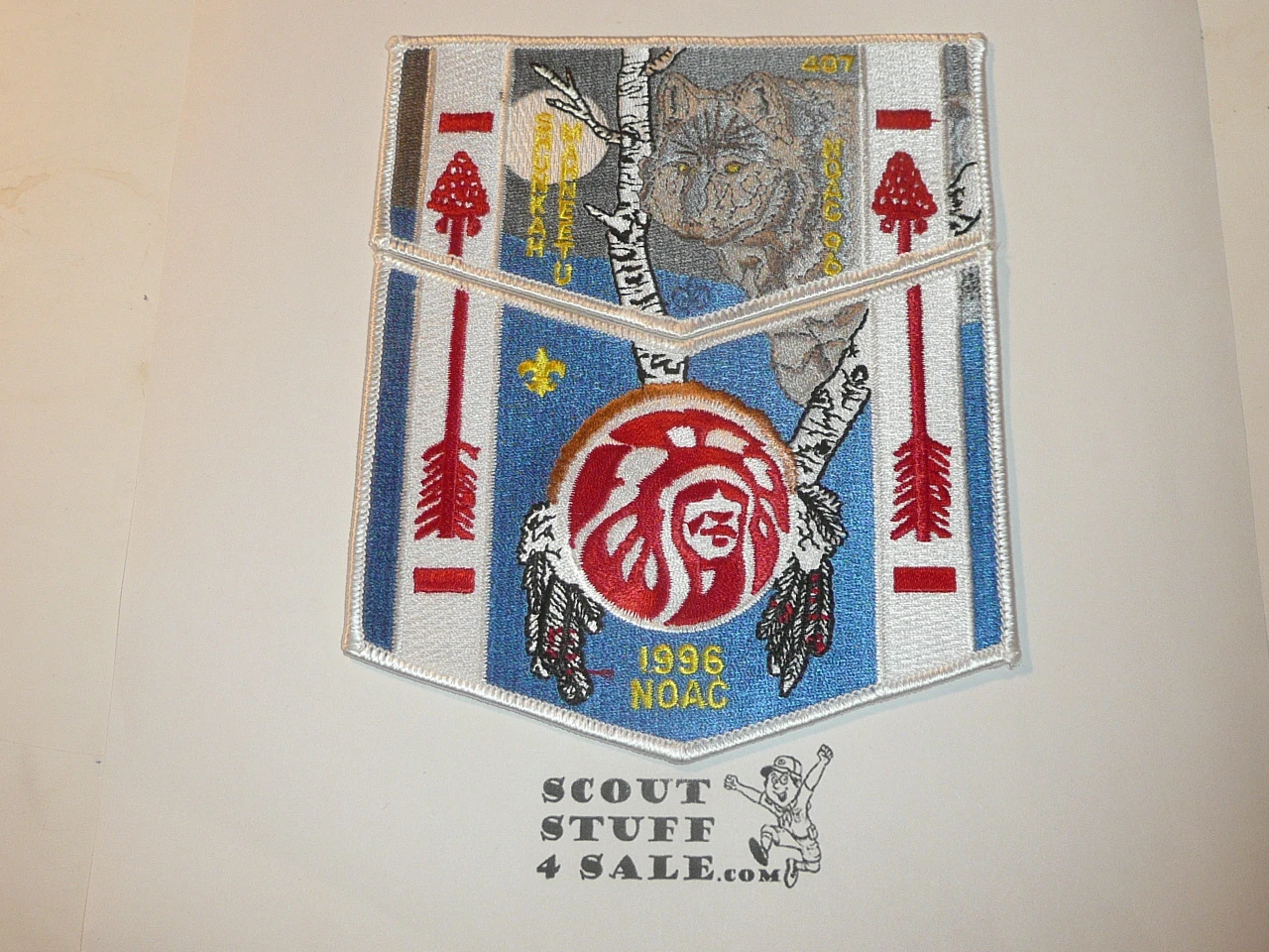 Order of the Arrow Lodge #407 Shunkah Mahneetu 1996 NOAC 2-piece Flap Patch, MGM Indian