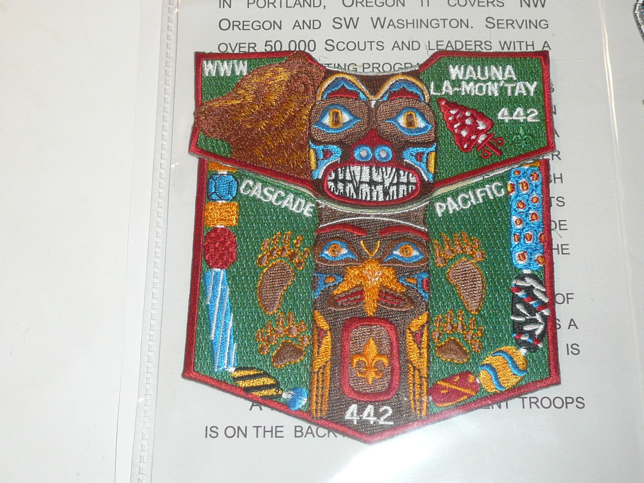 Order of the Arrow Lodge #442 Wauna La-Mon'Tay 2001 National Jamboree 2 piece Patch Set, Cascade Pacific Council