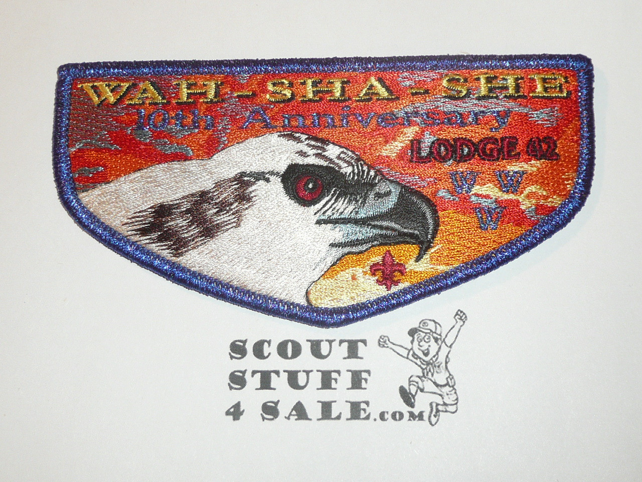 Order of the Arrow Lodge #42 Wah-Sha-She s19 10th Anniversary Flap Patch - Boy Scout
