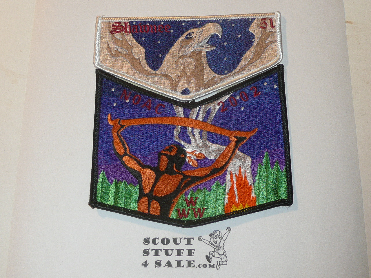 Order of the Arrow Lodge #51 Shawnee 2002 NOAC 2 piece Flap Patch Set