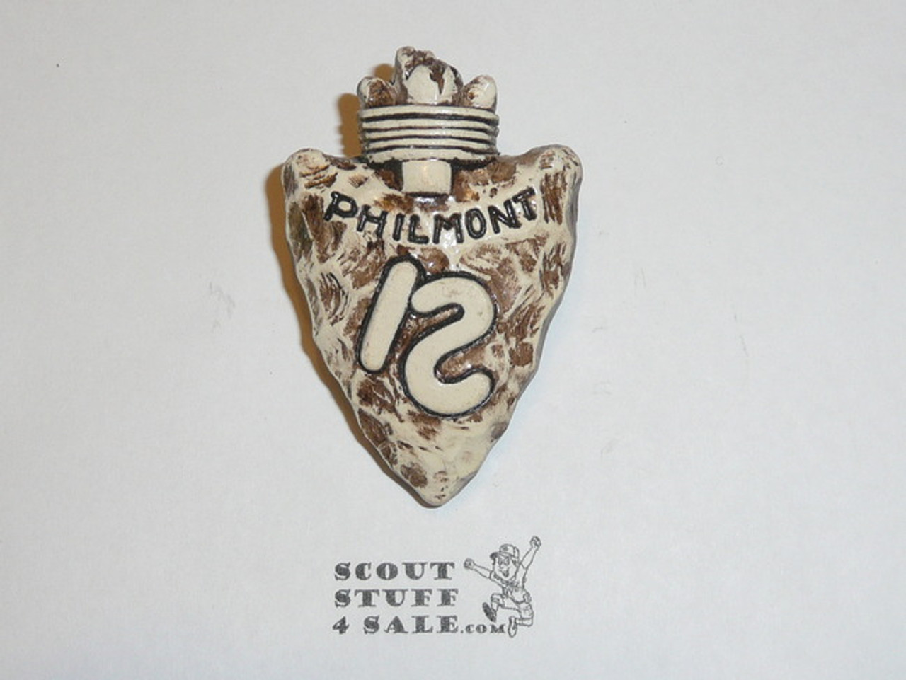 Philmont Scout Ranch Plaster Neckerchief Slide, Arrowhead Brand, No Red Edges