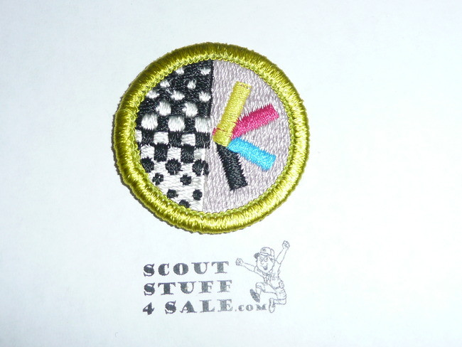 Graphic Arts - Type H - Fully Embroidered Plastic Back Merit Badge (1972-2002)
