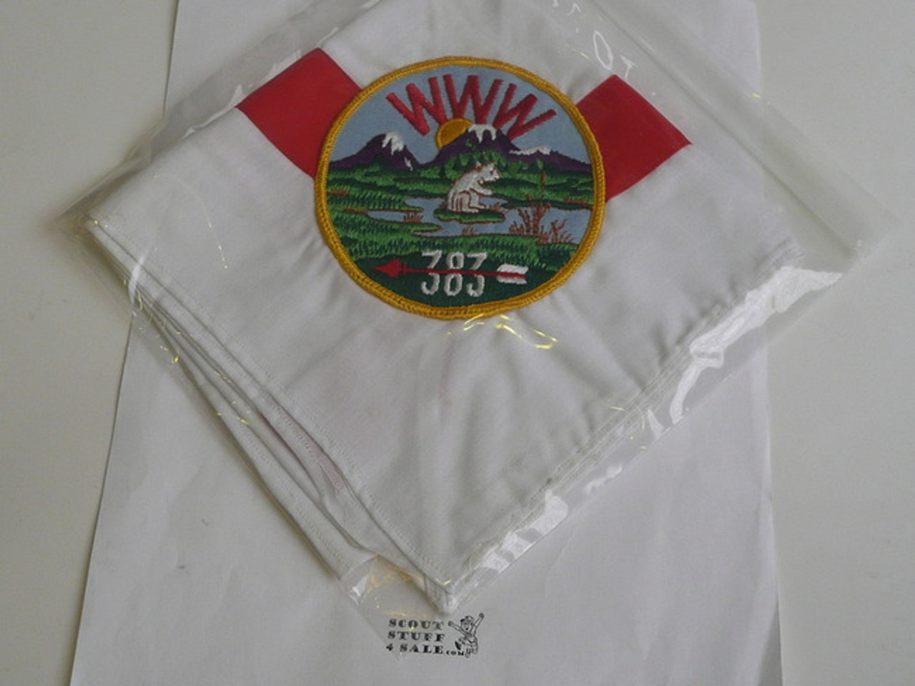 Order of the Arrow Lodge #383 Tahosa UNLISTED Lodge Neckerchief, sewn on chevrons with early r patch