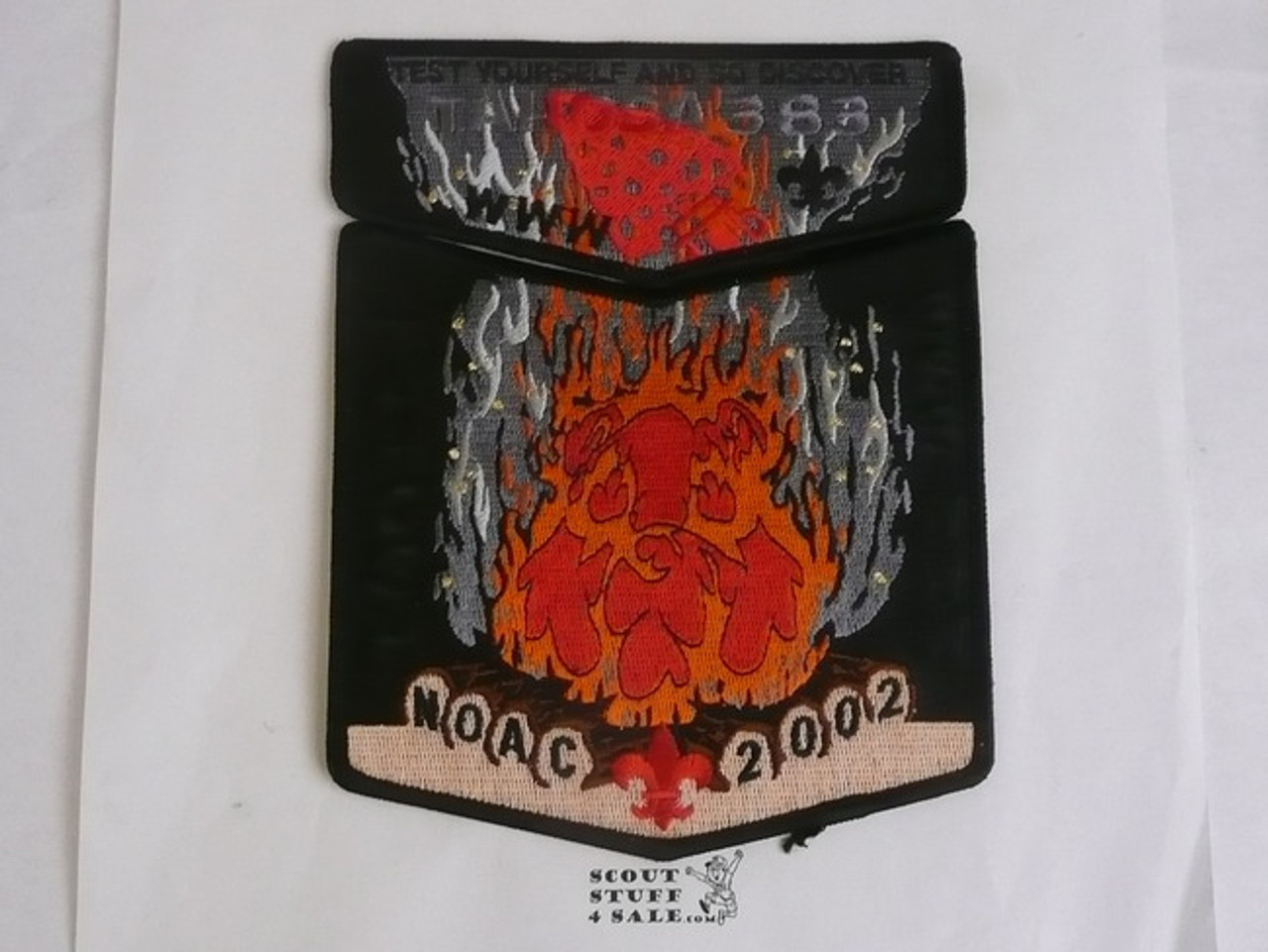 Order of the Arrow Lodge #383 Tahosa s35 + x11 2-piece Flap Patch Set, 2002 NOAC