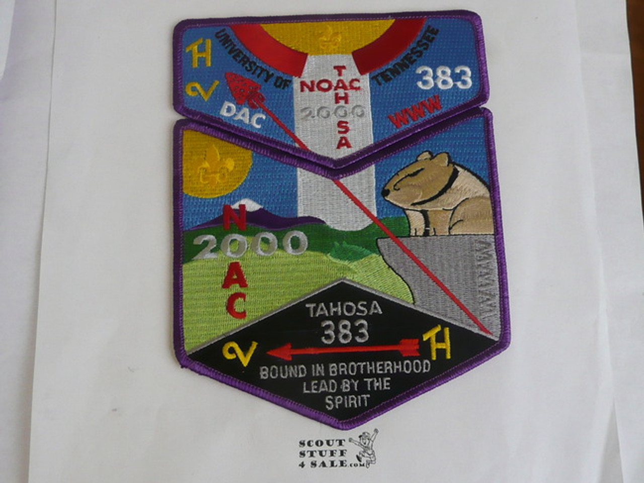 Order of the Arrow Lodge #383 Tahosa s28 + x9 2-piece Flap Patch Set, 2000 NOAC