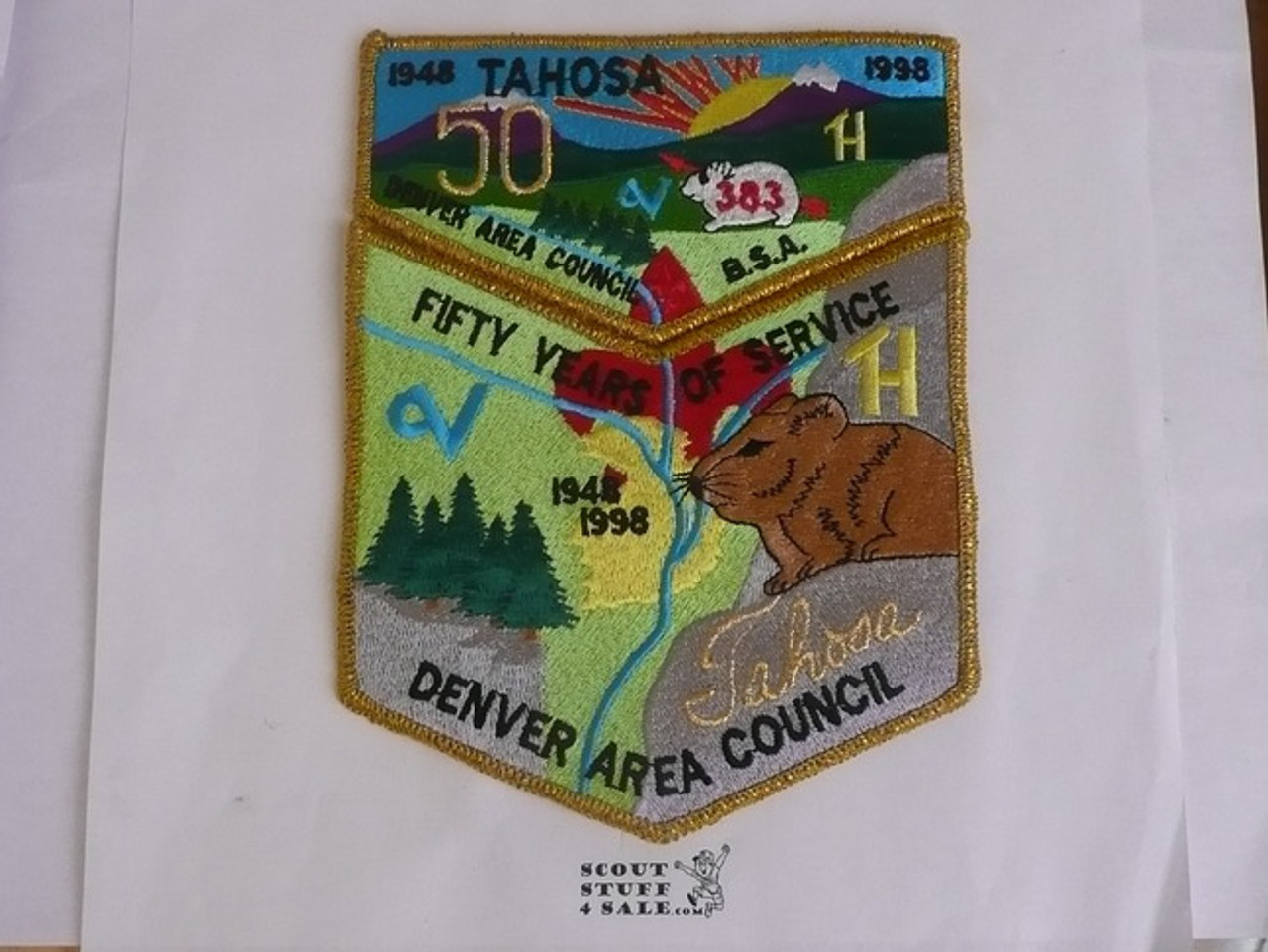 Order of the Arrow Lodge #383 Tahosa s24.5 + x7.6 2-piece Flap Patch Set, 50th Anniversary