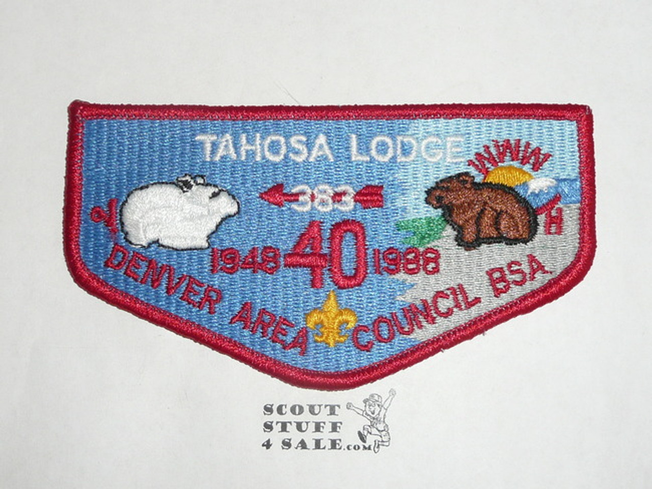 Order of the Arrow Lodge #383 Tahosa s15 Flap Patch, 40th Anniversary