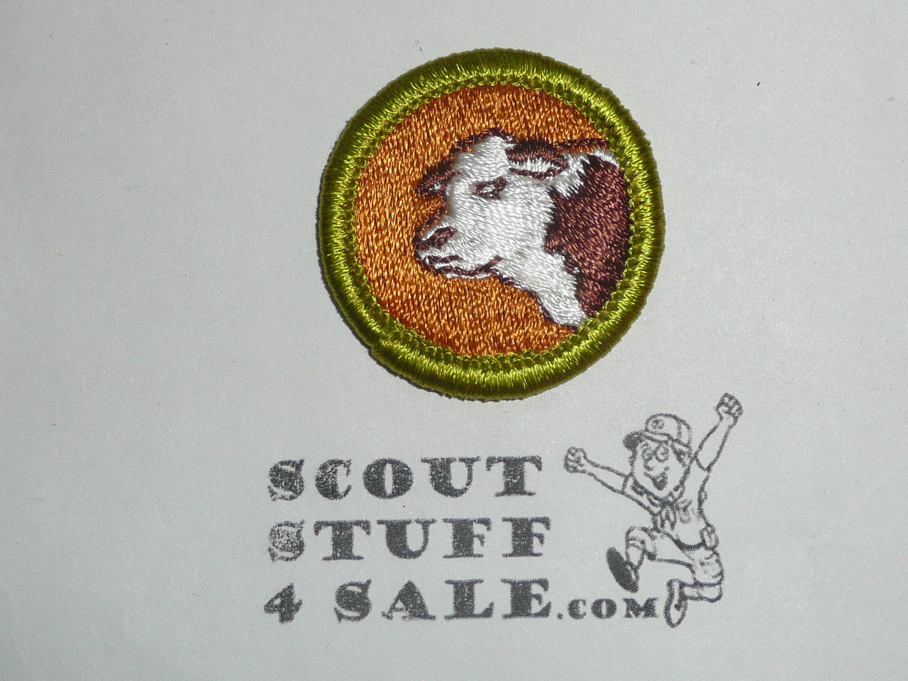 Beef Production - Type H - Fully Embroidered Plastic Back Merit Badge (1972-2002)