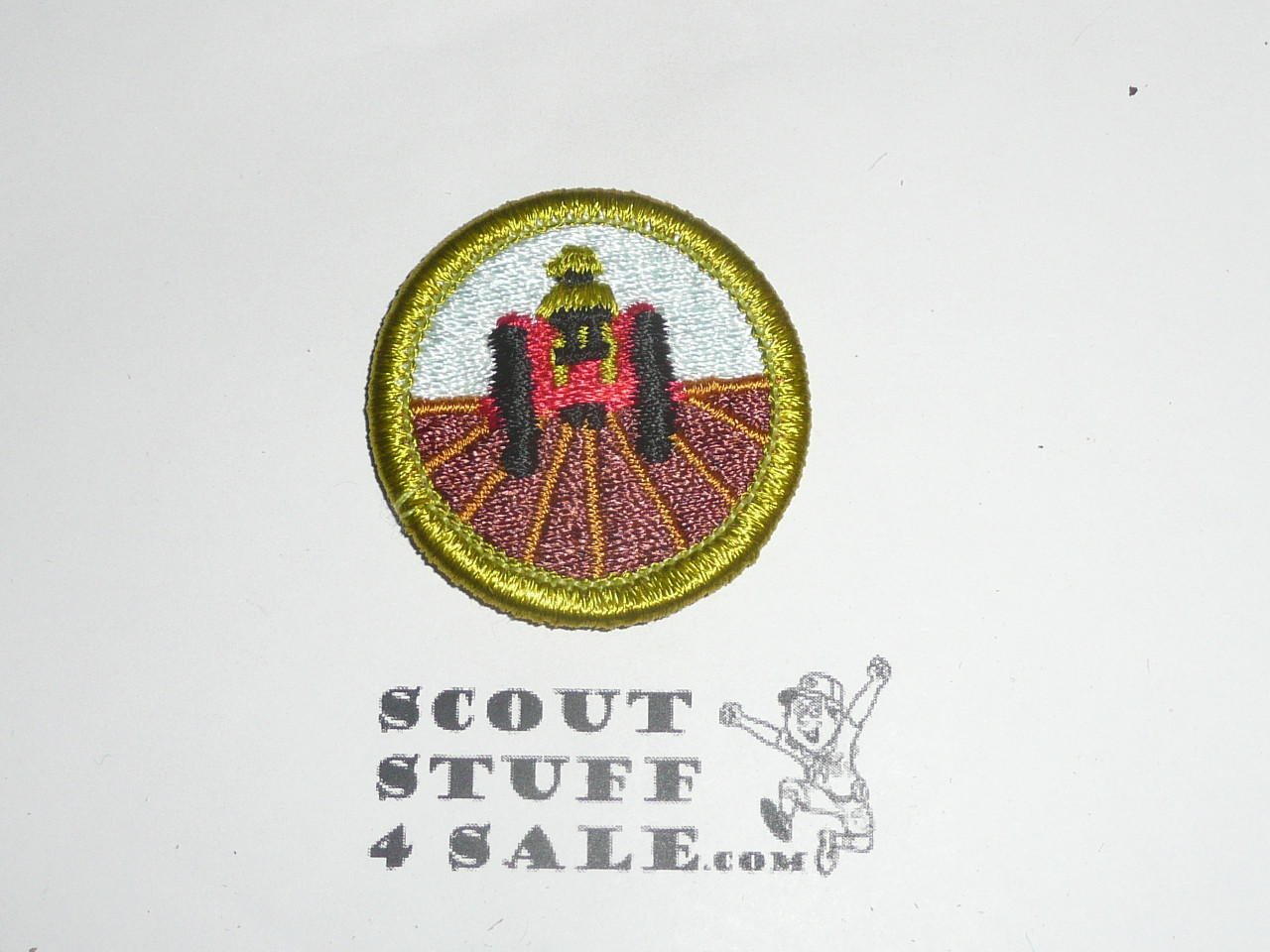 Farm Mechanics - Type H - Fully Embroidered Plastic Back Merit Badge (1972-2002)