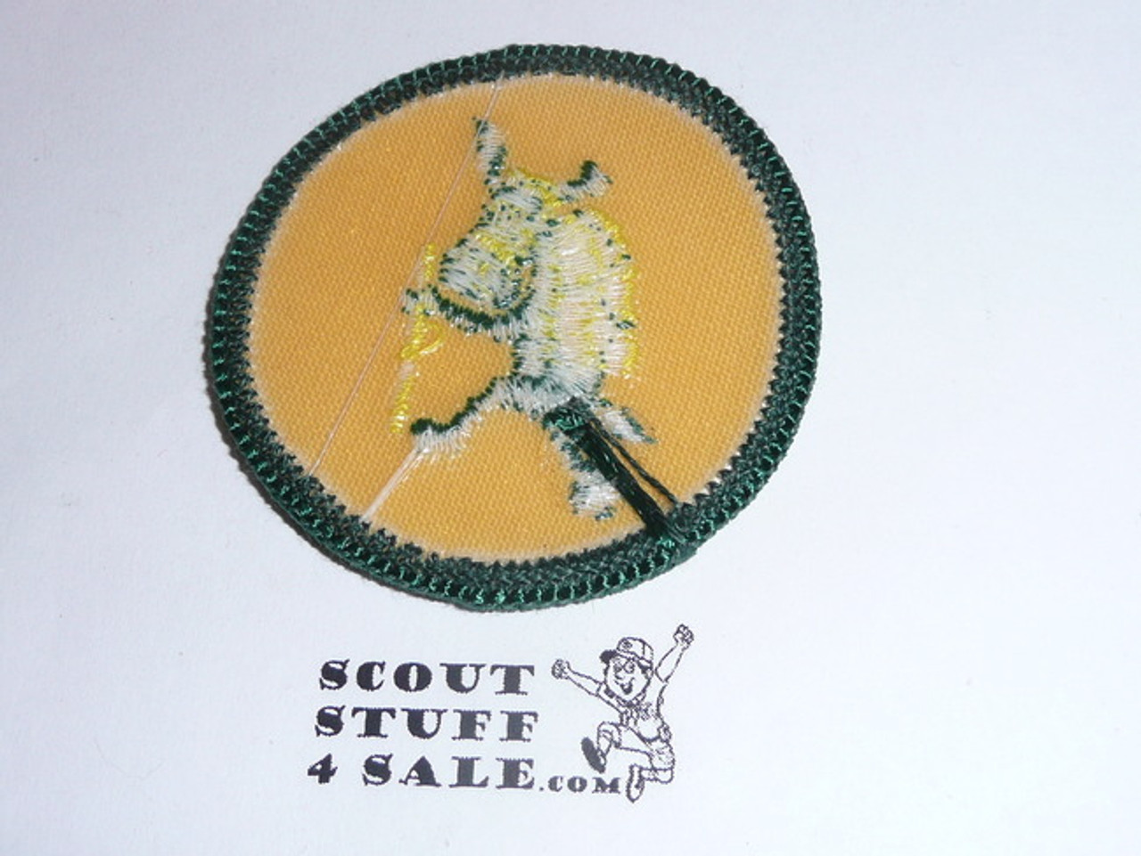 Pedro (hiking ) Patrol Medallion, Yellow Twill with plastic back, 1972-1989