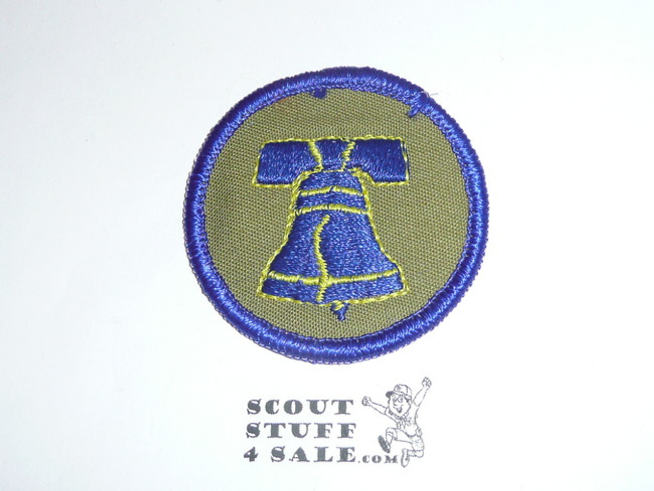 Liberty Bell Patrol Medallion, Grey Twill with gauze back, 1972-1989