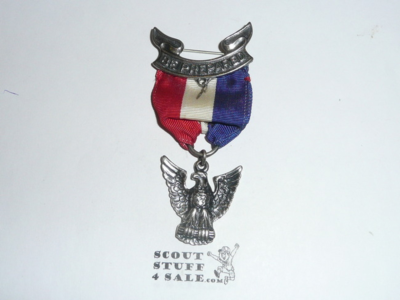 Eagle Scout Medal, Robbins 4, 1955-1969, Flat Back Style, STERLING SILVER, Mint Unused Condition, may have lite tarnish on the back of pendant which is normal