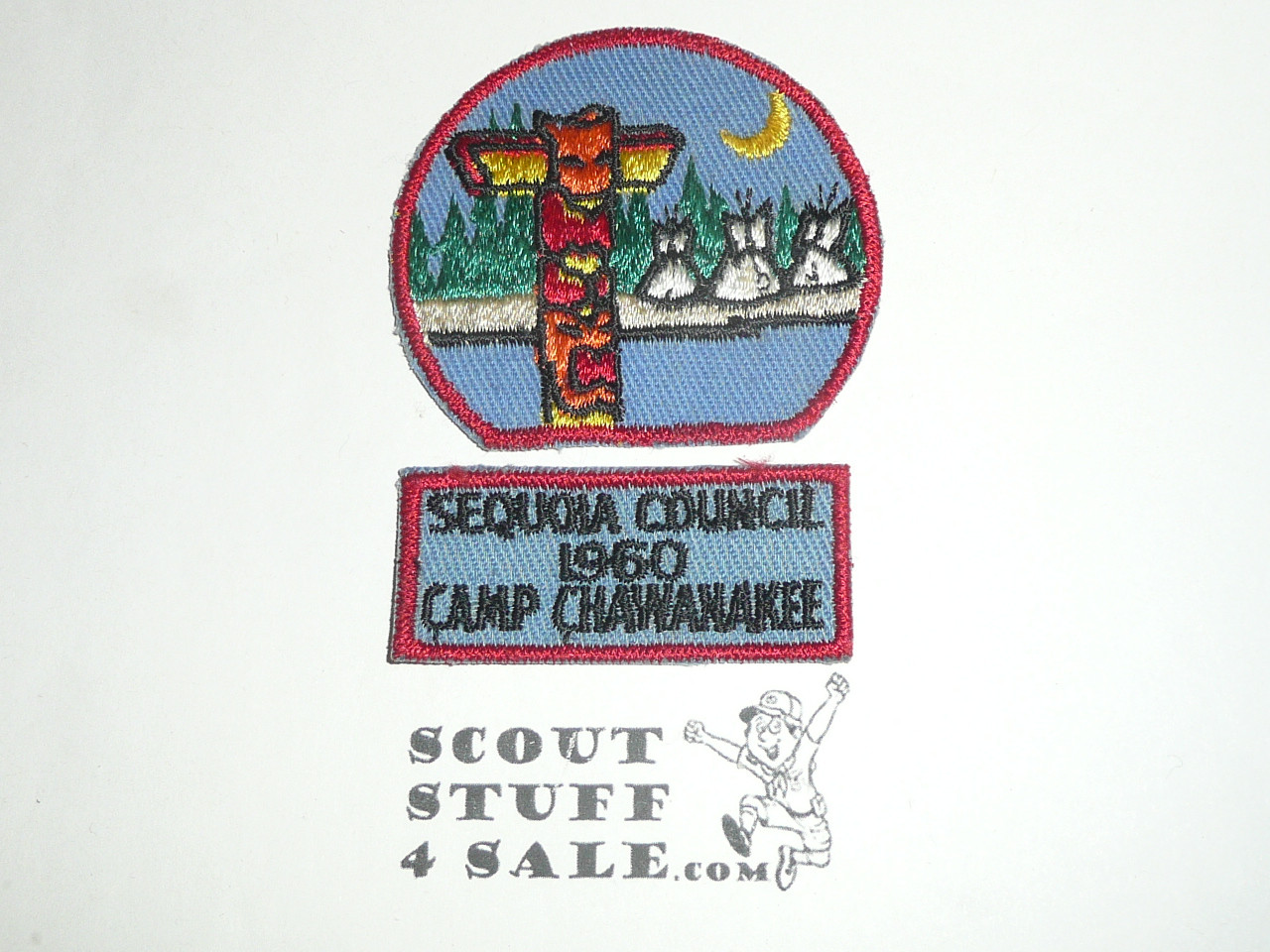 Camp Chawanakee Patch 1960, shown with Council camping patch but ONLY the Segment is included