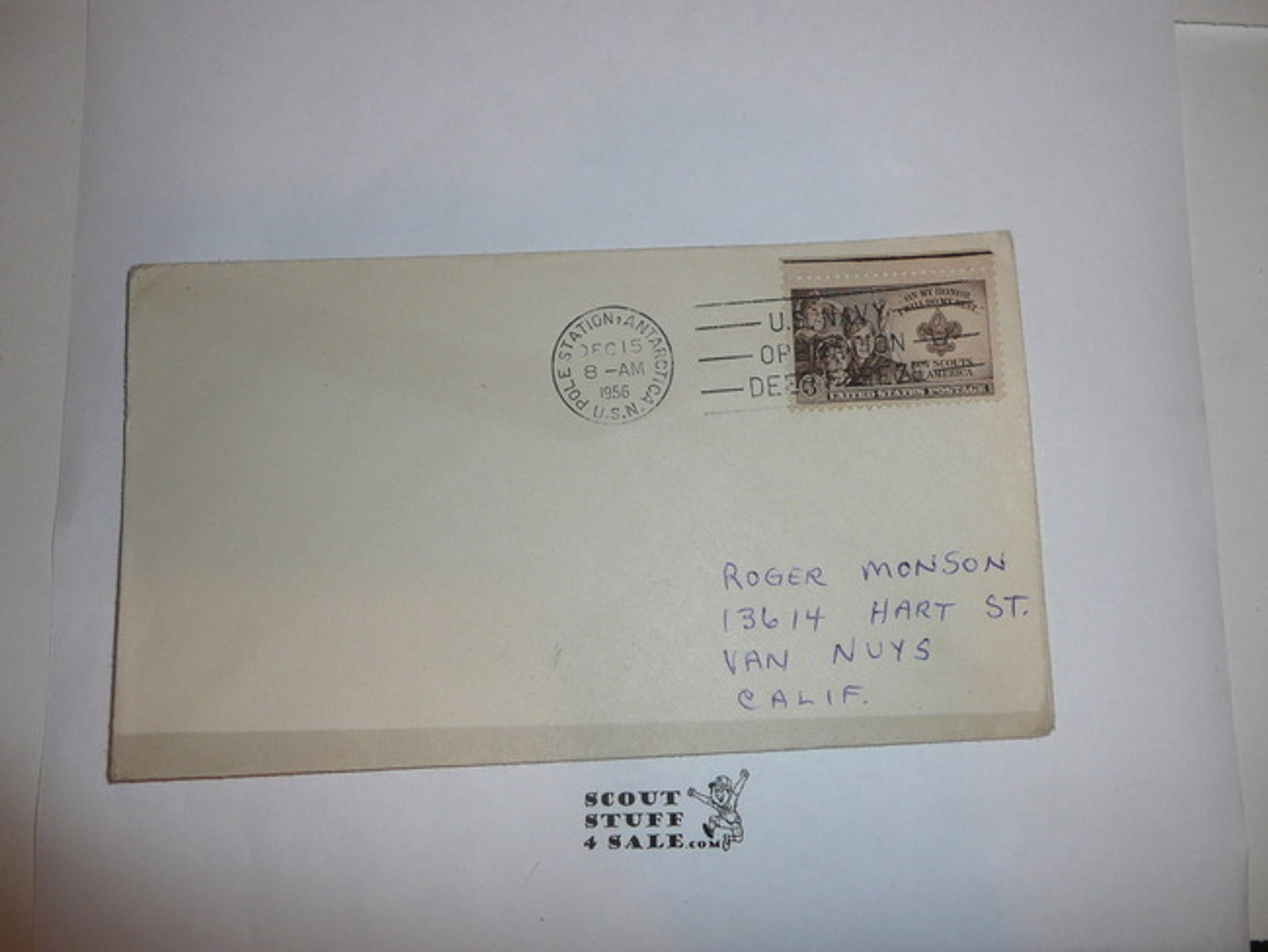 3 Sent Boy Scout Stamp on envelope cancelled at the South Pole in 1956