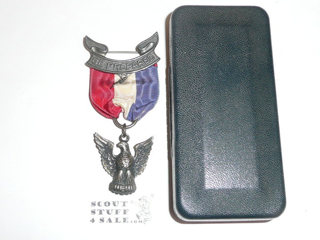 Eagle Scout Medal, Robbins 3, 1933-1954, Mint In Box, STERLING SILVER