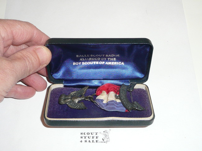 Eagle Scout Medal, Robbins 3, 1933-1954, Mint In Box, STERLING SILVER