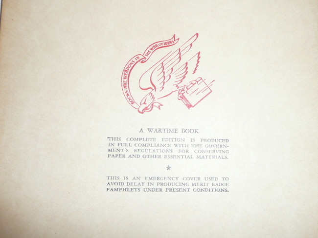 Wood Carving Merit Badge Pamphlet, Type 5, Red/Wht Cover, Wartime Book, 4-44 Printing