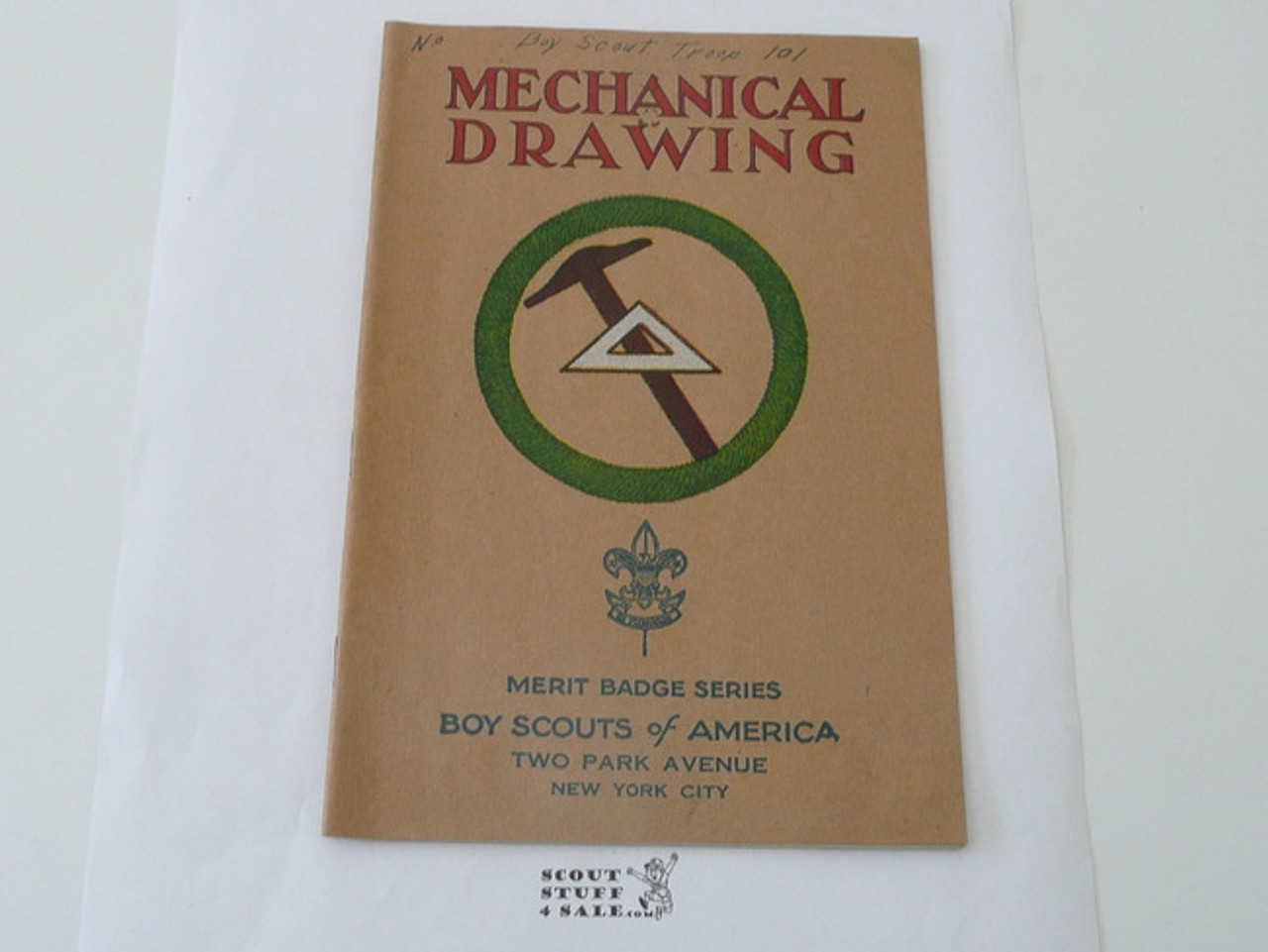 Mechanical Drawing Merit Badge Pamphlet, Type 3, Tan Cover, 3-36 Printing