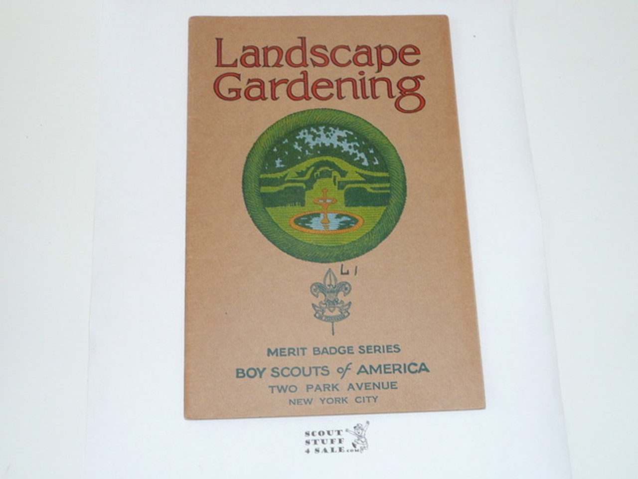 Landscape Gardening Merit Badge Pamphlet, Type 3, Tan Cover, 3-36 Printing