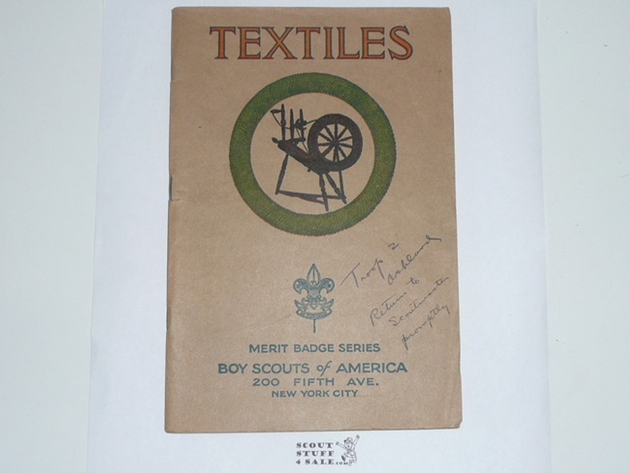 Textiles Merit Badge Pamphlet, Type 3, Tan Cover, 1925 Printing