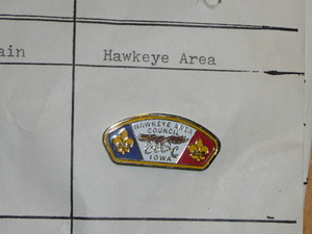 Hawkeye Area Council CSP Shaped Pin - Scout