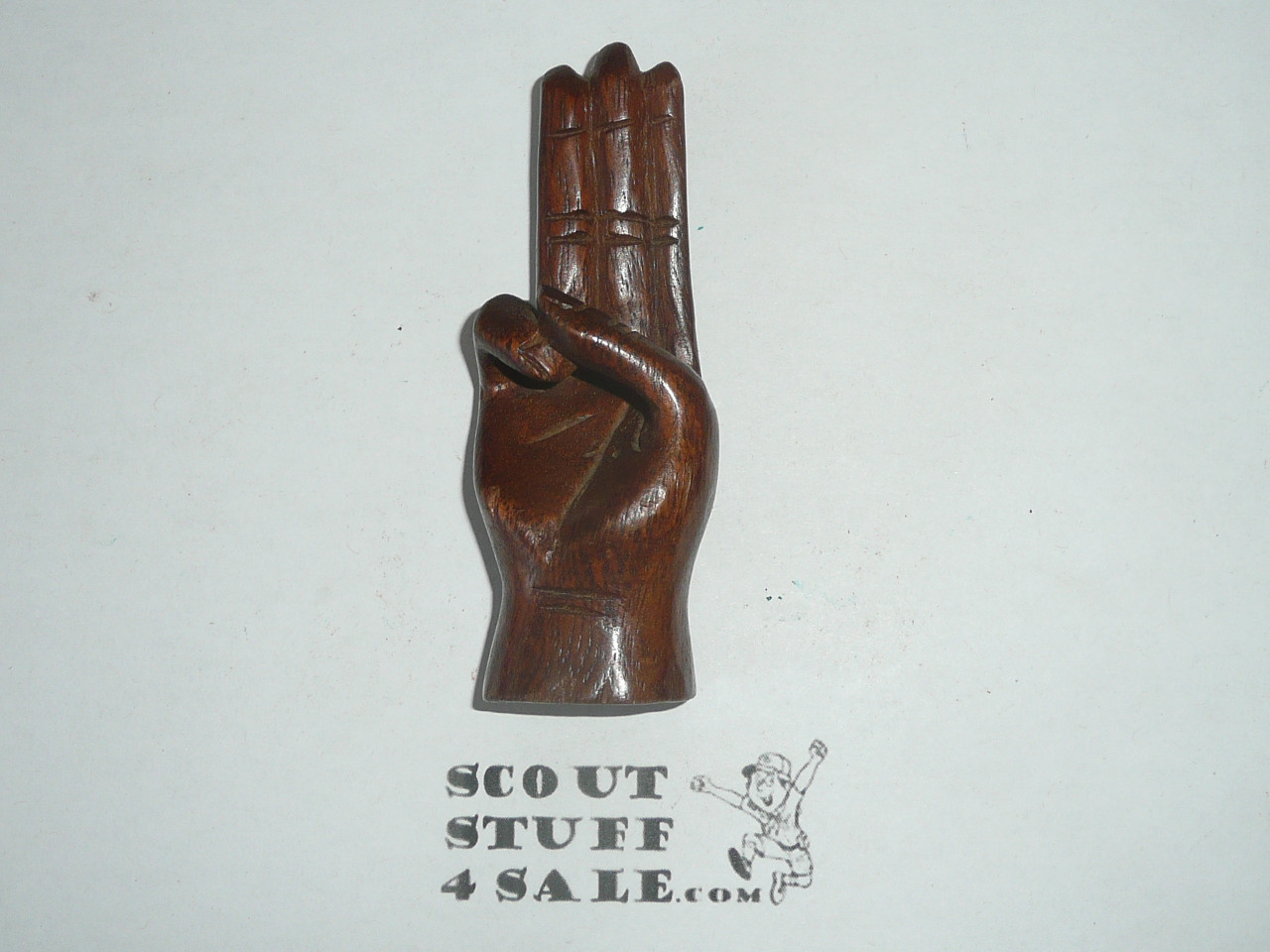 Carved Wood Hand making the Scout Sign, 6" Tall - Boy Scout